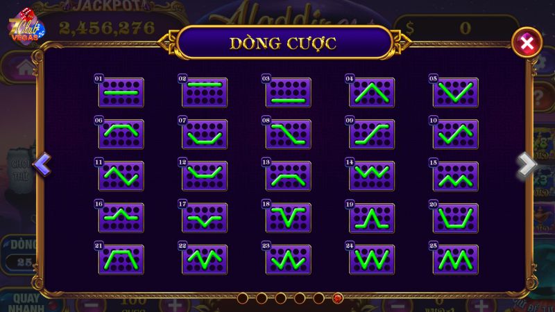 Slots Aladin có 25 dòng cược mang lại chiến thắng cho bet thủ